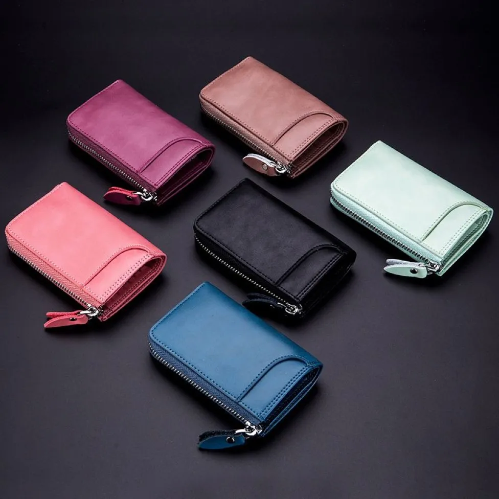 Porte-clés en cuir pour hommes et femmes, pochette de rangement pour clés de voiture fendues en vache, étui de femme de ménage, Mini sac à cartes 2451