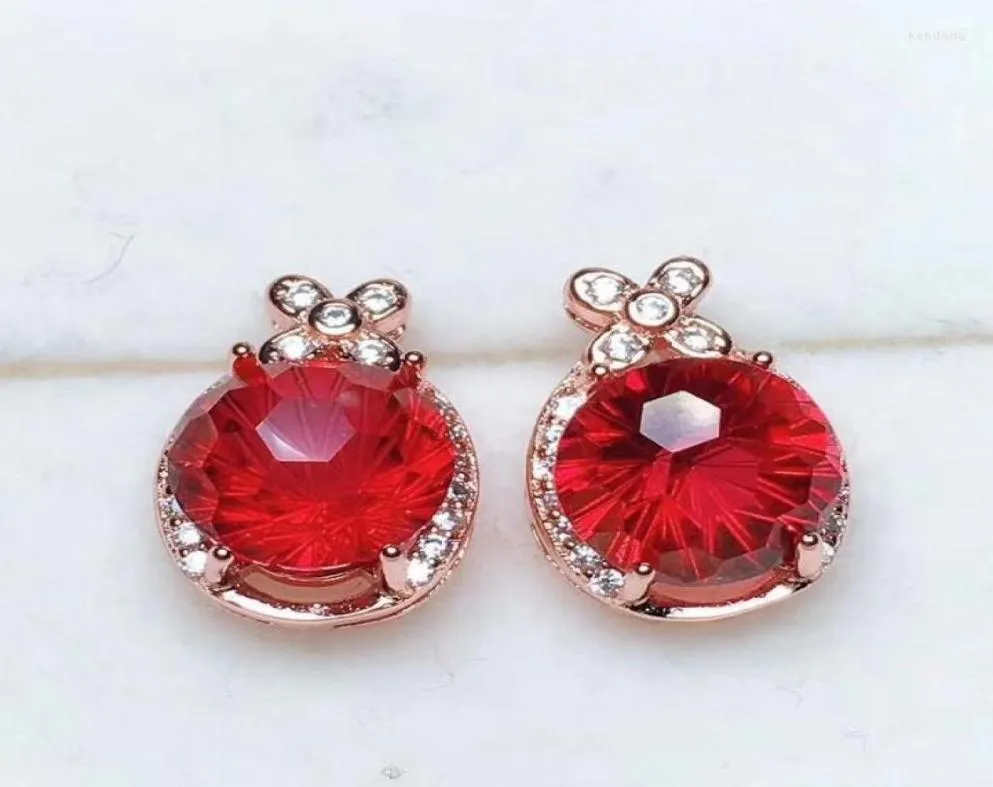 Studörhängen kjjeaxcmy fina smycken som stöder test av 925 rent silver inlagd naturlig röd topas kvinnliga öron naglar3556201