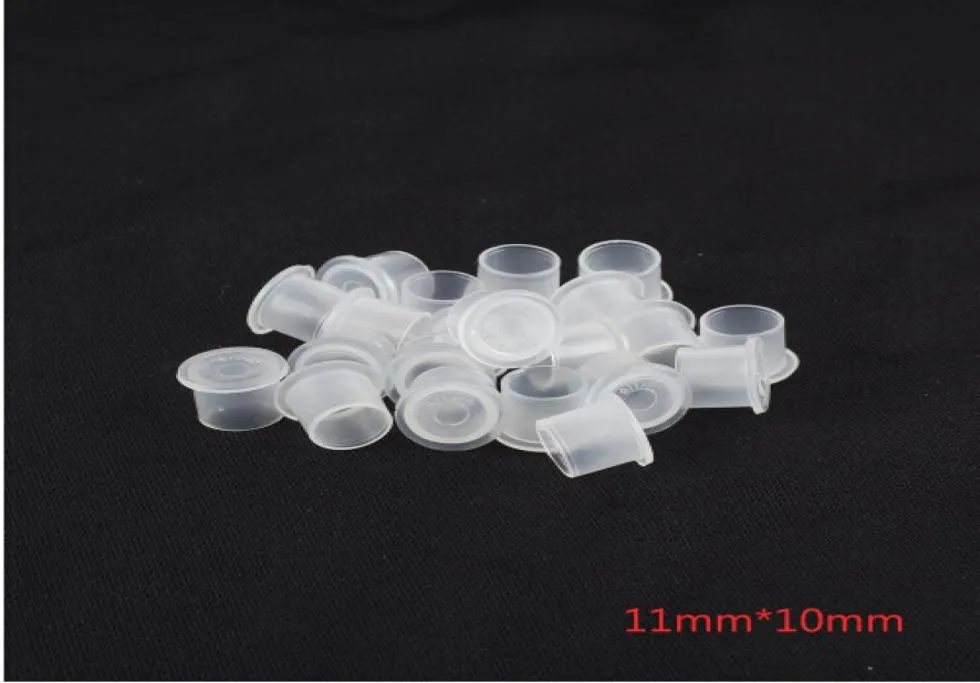 Yilong 1000pcswhite 1011mmタトゥーインクカップキャップ色素供給プラスチックの自立インクカップ2392134