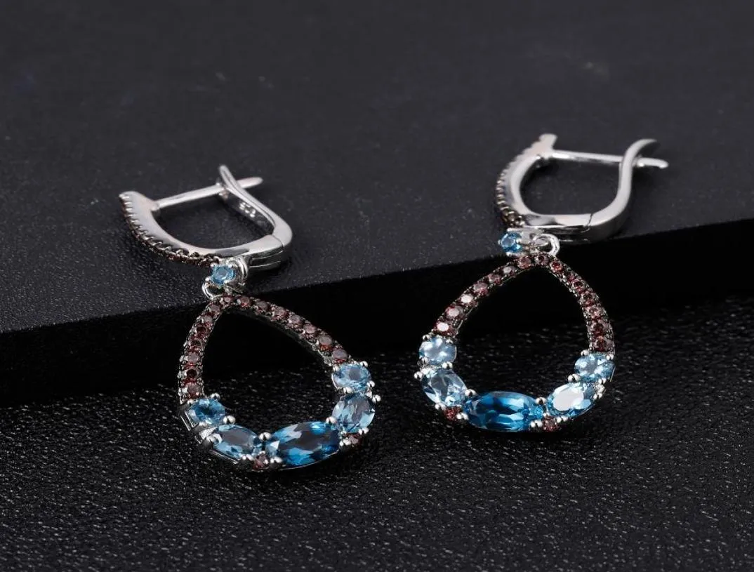 Stud GEM039S BALLET Sterling Silver 925 Dangle Earrings for Women Elegant Jewelry Nautral London Blue Topaz Gemstone Drop 221022450983