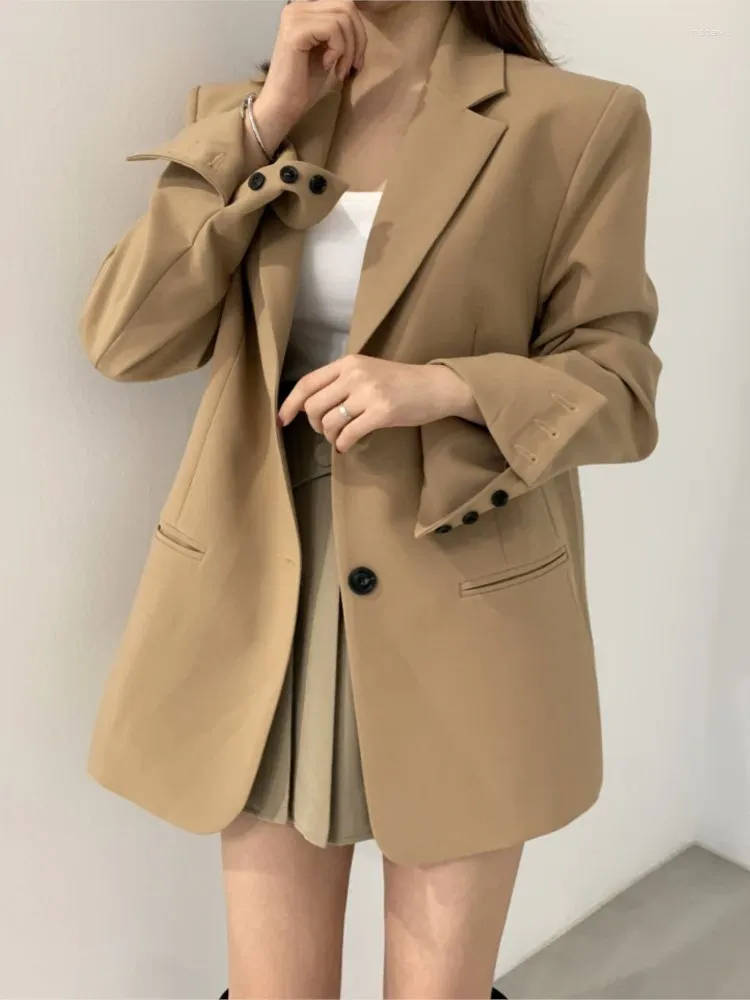 Abiti da donna Moda coreana Donna Elegante Giacca casual Manica lunga Solido Chic Vintage Giacche da lavoro Cappotto Abiti femminili Blaser formale