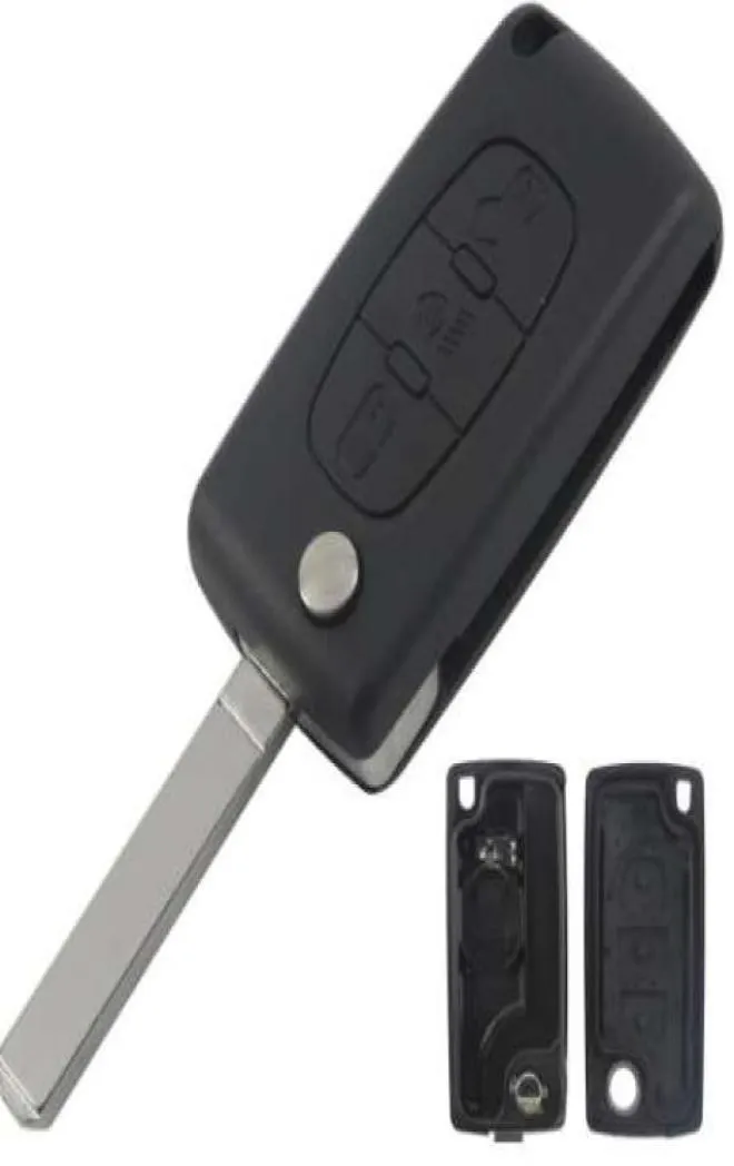 Jingyuqin Remote Folding 3 -knappar FOB -bilnyckelskal för Citroen C2 C3 C4 C5 C6 C8 för Peugeot 407 407 307 308 607 CE05369847799