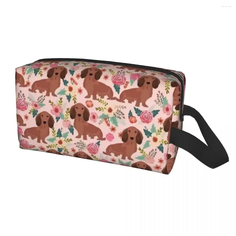 Sacs à cosmétiques coloré teckel amoureux des chiens sac de voyage blaireau saucisse chiot maquillage organisateur de toilette dames beauté stockage Dopp Kit