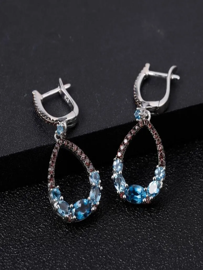 Stud GEM039S BALLET Sterling Silver 925 Dangle Earrings for Women Elegant Jewelry Nautral London Blue Topaz Gemstone Drop 221022397078