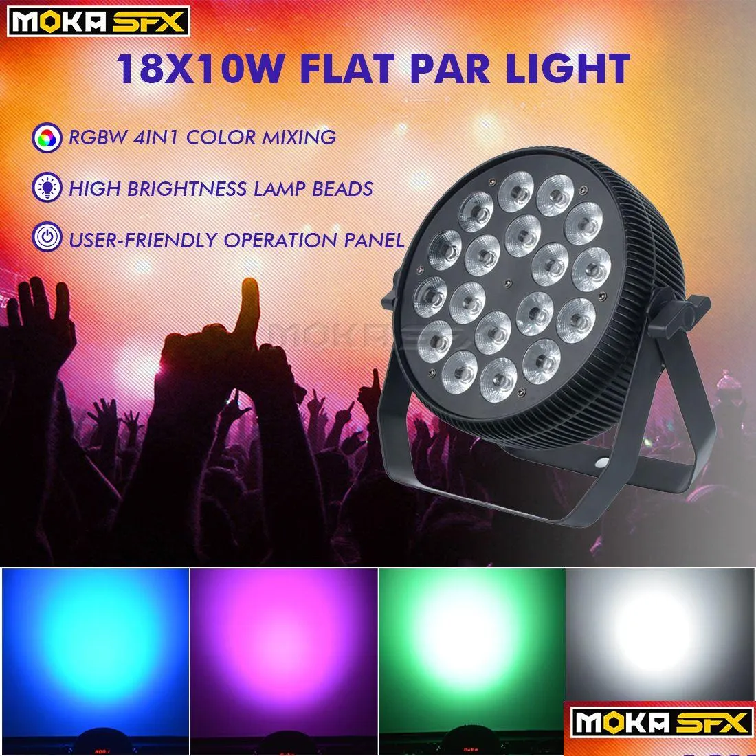 Par Light 2 pièces/lot 18X10W Led Par lumière Rgbw 4In1 Uplight à vendre plat Dj scène lumières mariages discothèque livraison directe lumières Lighti Dhee0