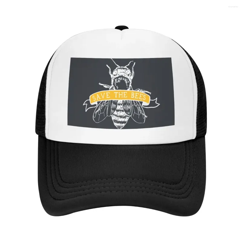 Berets Save the Bees Mesh Baseball Hat Sports Tennis Hats للرجال للنساء البالغات في الهواء الطلق قبعات في الهواء الطلق