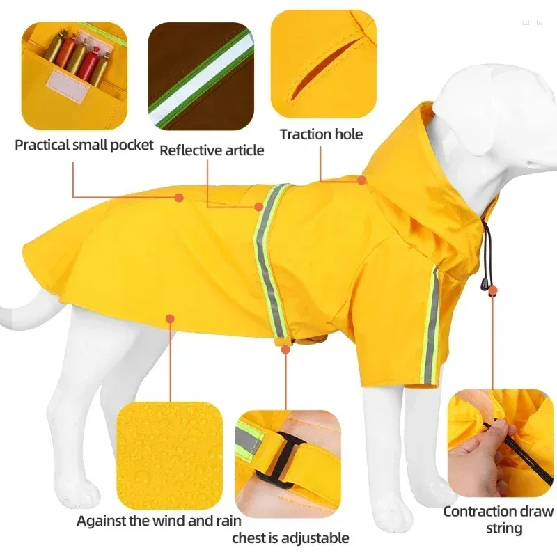 Vêtements pour chiens Cape réfléchissante petite avec grande veste de pluie manteau poncho rayure chiot imperméable animaux imperméables en plein air
