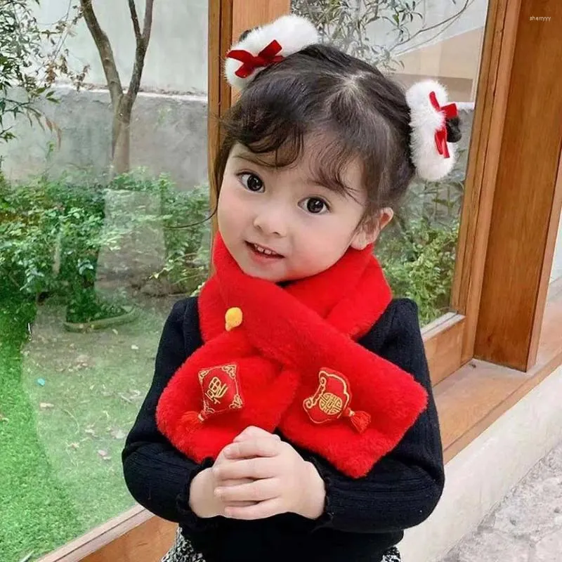 Scarves Autumn And Winter Cute Chinese Style Year Scarf Children's Warm Soft Neck Cover