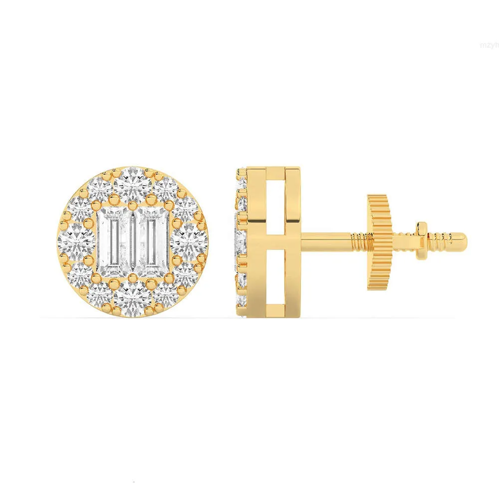 Wholesale Diamond Earring Manufacturer From India in Solid Yellow White Gold Stud Earrings with Natural Pure Si Diamonds