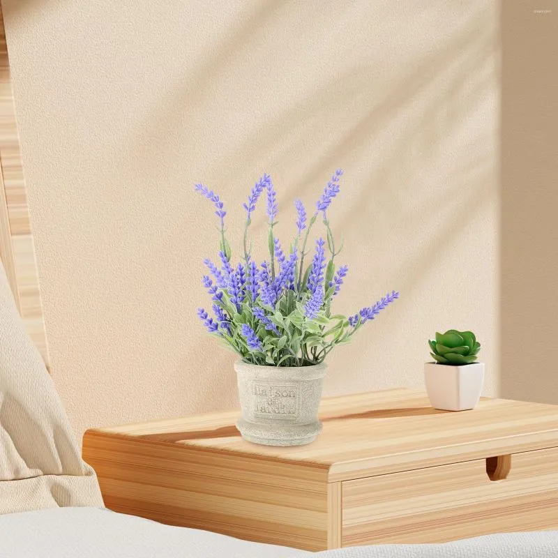 Dekorative Blumen künstliche Blätter Lavendel im Vase -Topfblumentopf für Hochzeitstisch Herzstück Home Office Dekore
