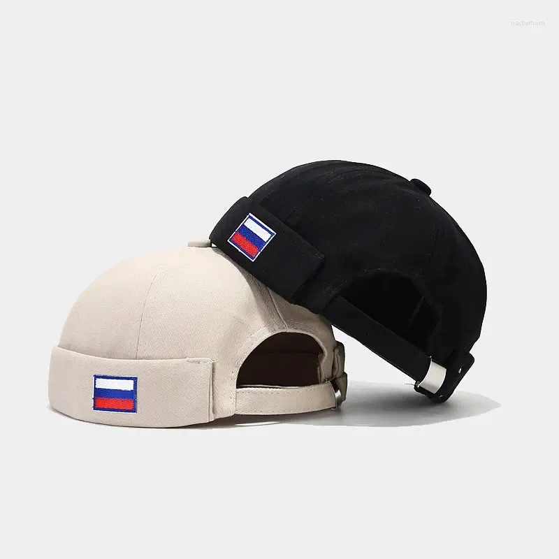 Береты 2024, весенняя хлопковая кепка с вышивкой российского флага, шапка без полей, шапки-бини, домовладелец, моряк, мужские и женские 103