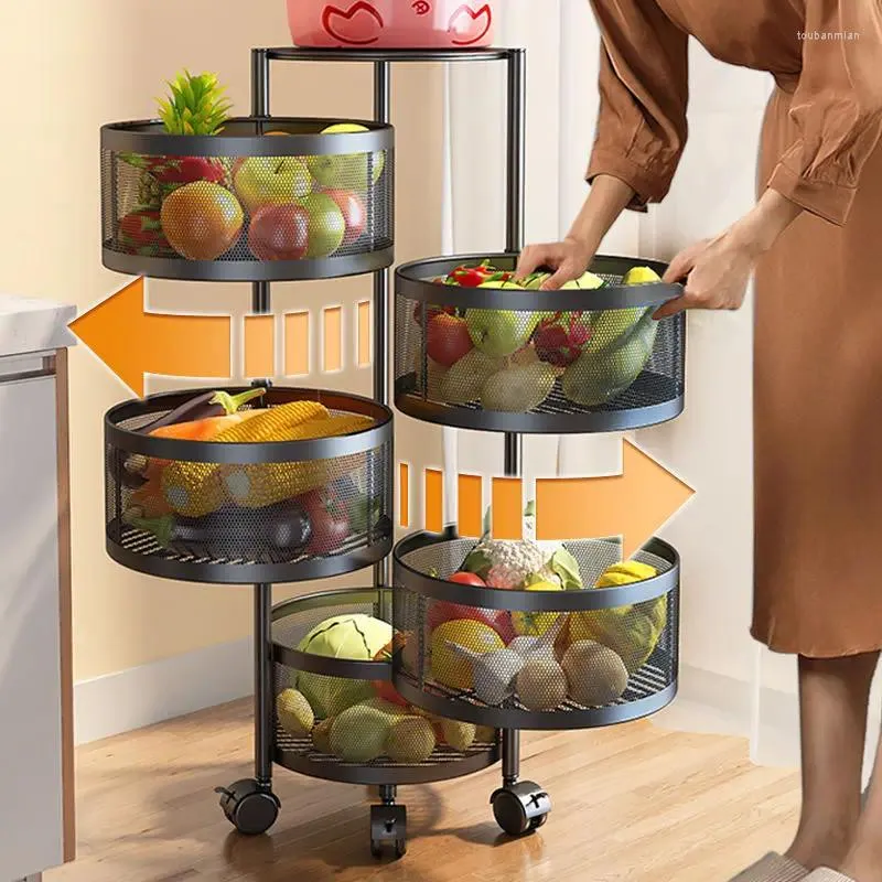 Magazyn kuchenny 360 stopni obrotowy stojak warzywny wielowarstwowy wielowarstwowy okrągły owoc i koszyk