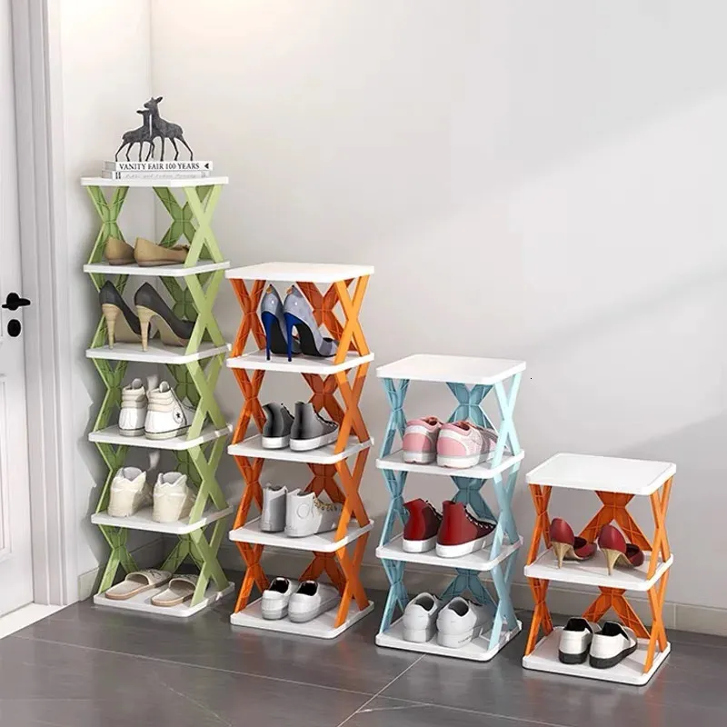 Étagère à chaussures empilable, boîte de rangement multicouche, dispositif d'armoire en plastique peu encombrant 240307