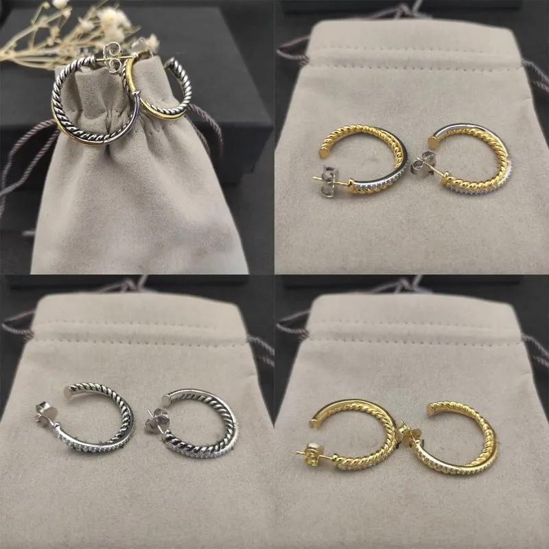 DY orecchini di design retrò orecchini di gioielli in filo metallico orecchini di design orecchini doppi ritorti per le donne accessori trendy in argento placcato gioielli zh160 b4