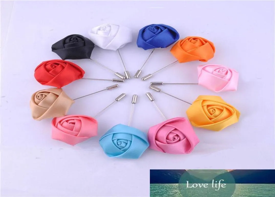 Boutonnière de mariage entière tache florale soie Rose fleur 16 couleurs disponibles marié marié homme broche broche Corsage costume Decora7168217