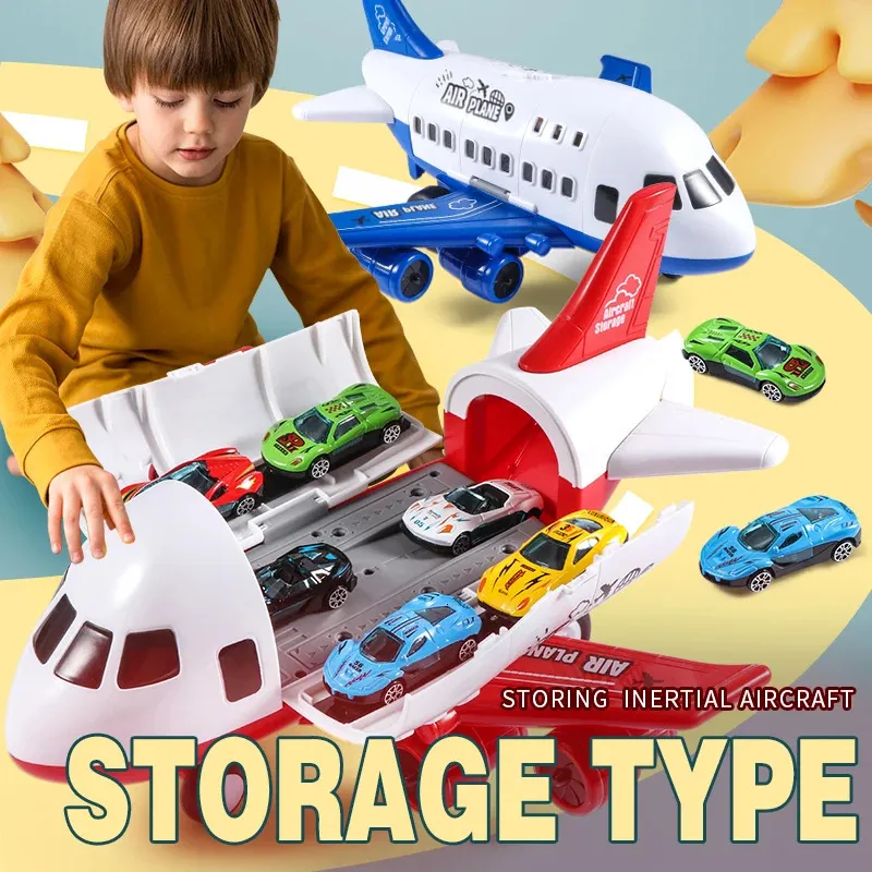 Childrens Toy Airplane Boy Car Stor överdimensionerad droppbeständig pussel Multifunktionell deformation Simulerad Airliner Model 240307