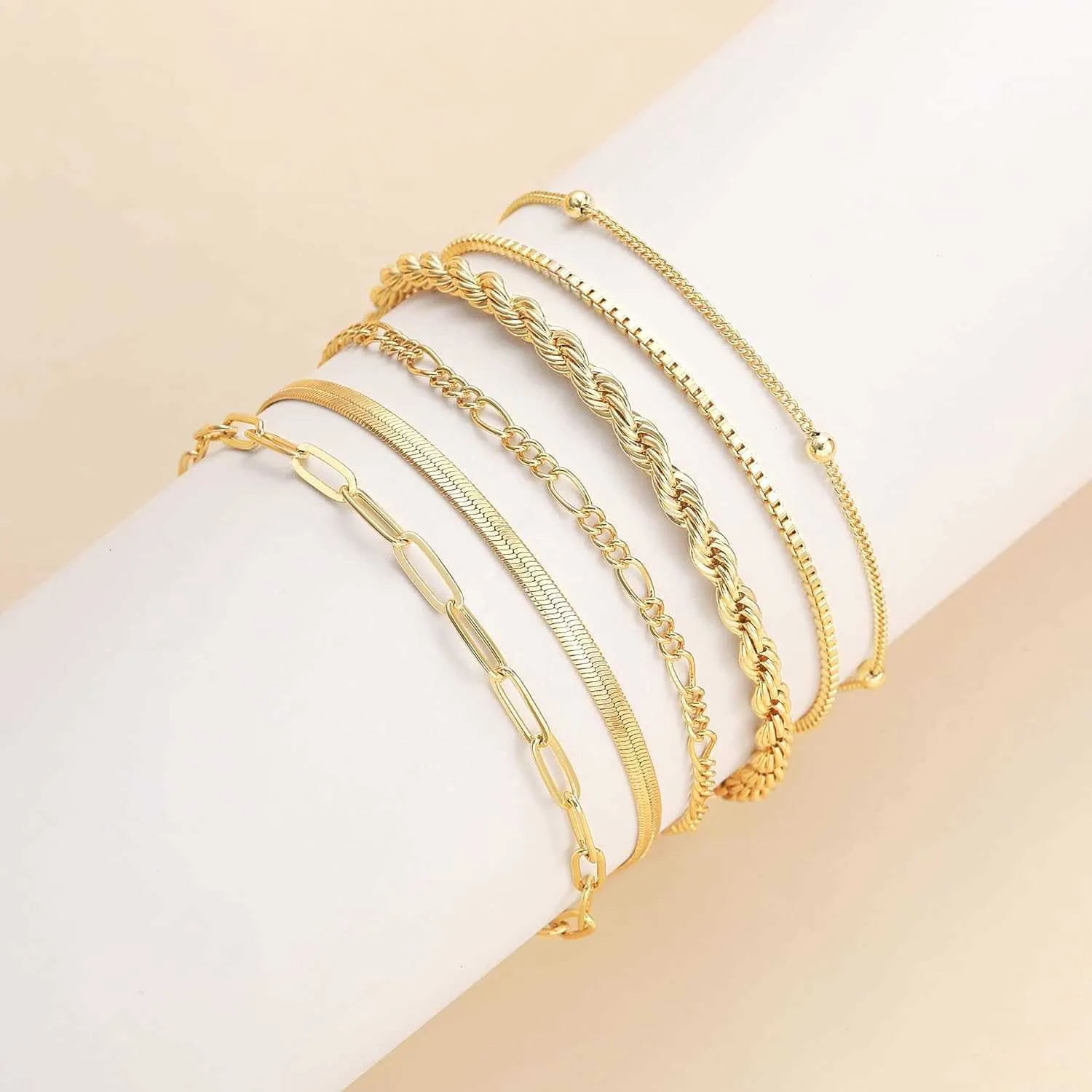 In 925 Trendy in argento Sterling Multi strato di serpente braccialetto a catena