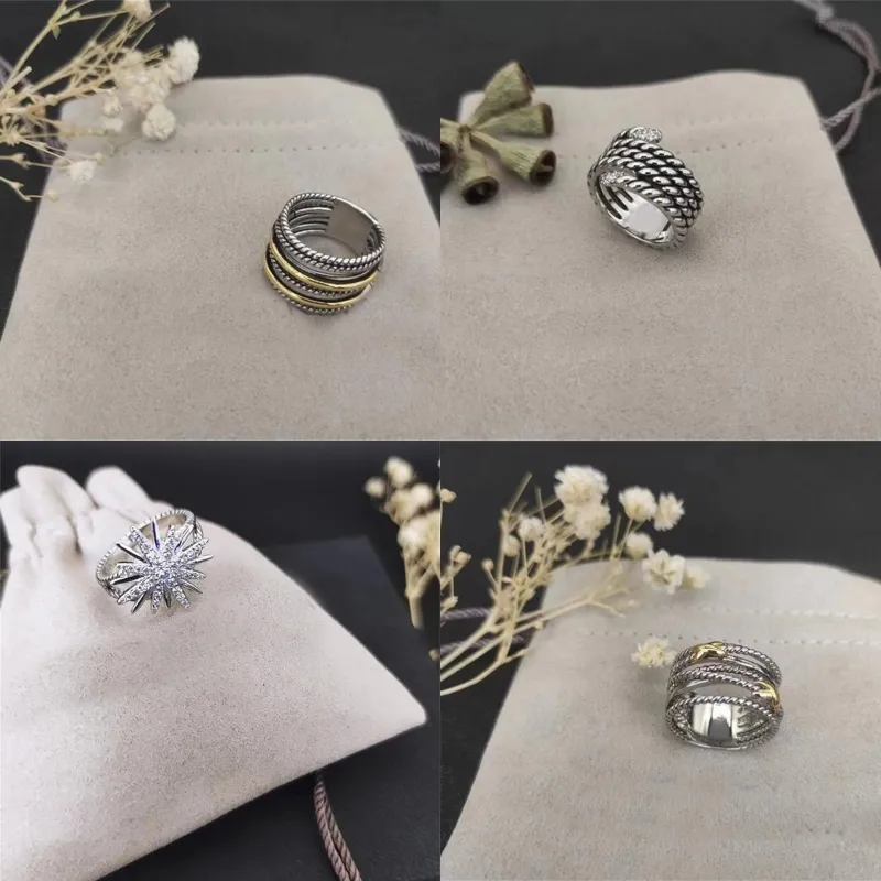 Twisted Dy Diamond Pierścienie dla kobiet projektantka biżuteria Nowa moda luksusowy pierścień męskie iskrzane srebrne pierścienie projektantów Para Prezesa Akcesoria ZH147 E4
