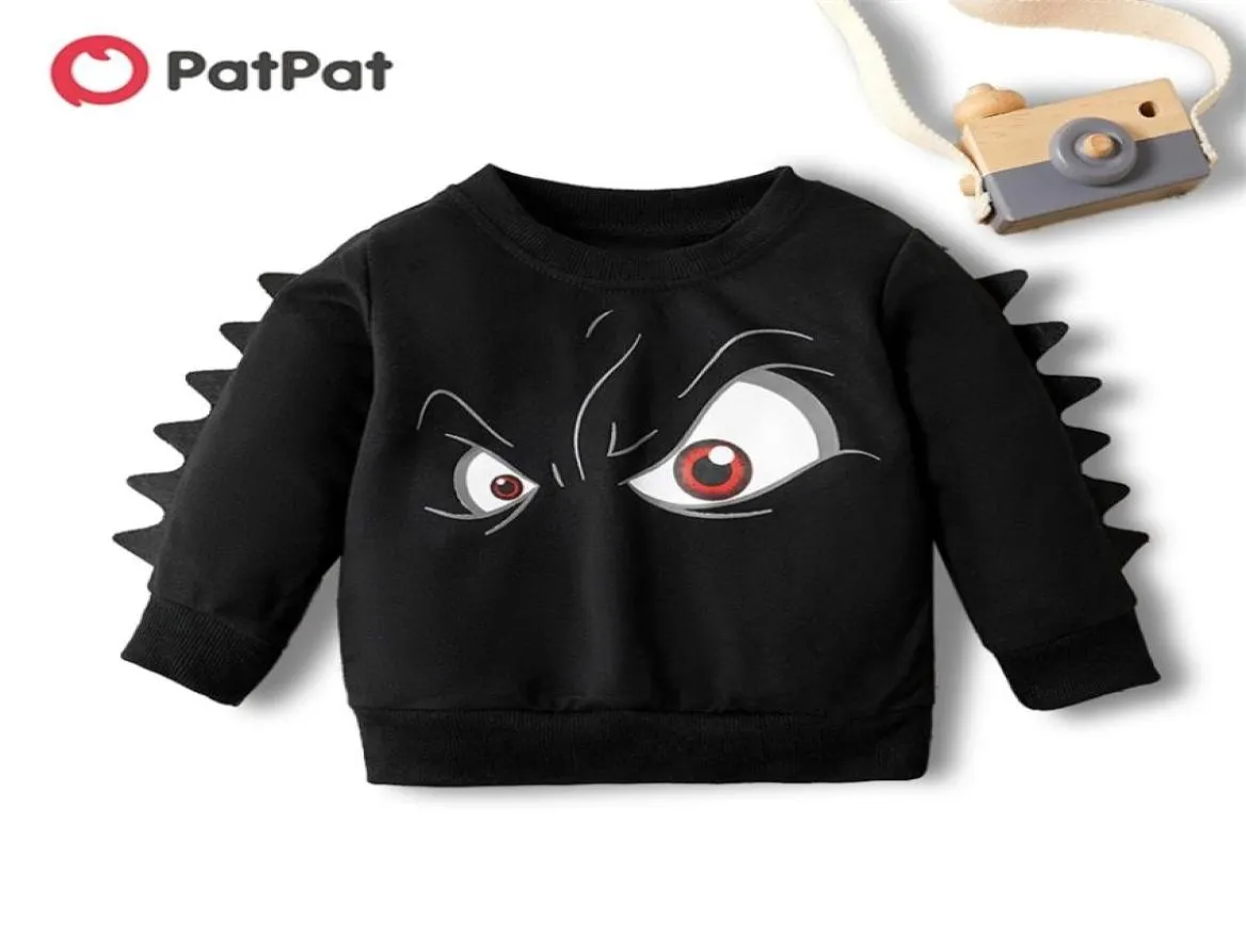 Primavera e Autunno Bambino Bambino Ragazzo Fresco Cartoon Eye Stampa Solid Dino Decor Pullover per Bambini Felpa 2105286541714