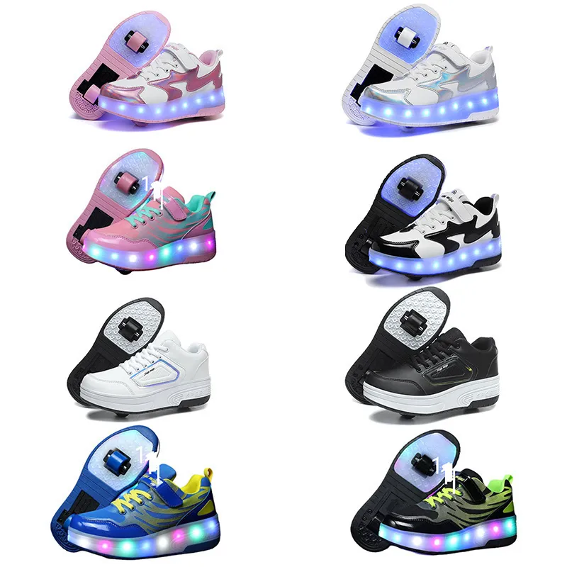 Children's violent walking shoes, boys and girls, adult explosive walking shoes, double wheeled flying shoes, lace shoes, and wheeled shoes, roller skates child 33