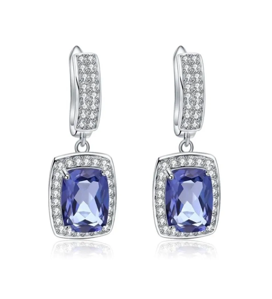 GEM039S BALLET Natural Iolite Blue Mystic Quartz Gemstone Drop Earrings 925 Sterling Silver Geometric Jewelry For Women 2106244829502