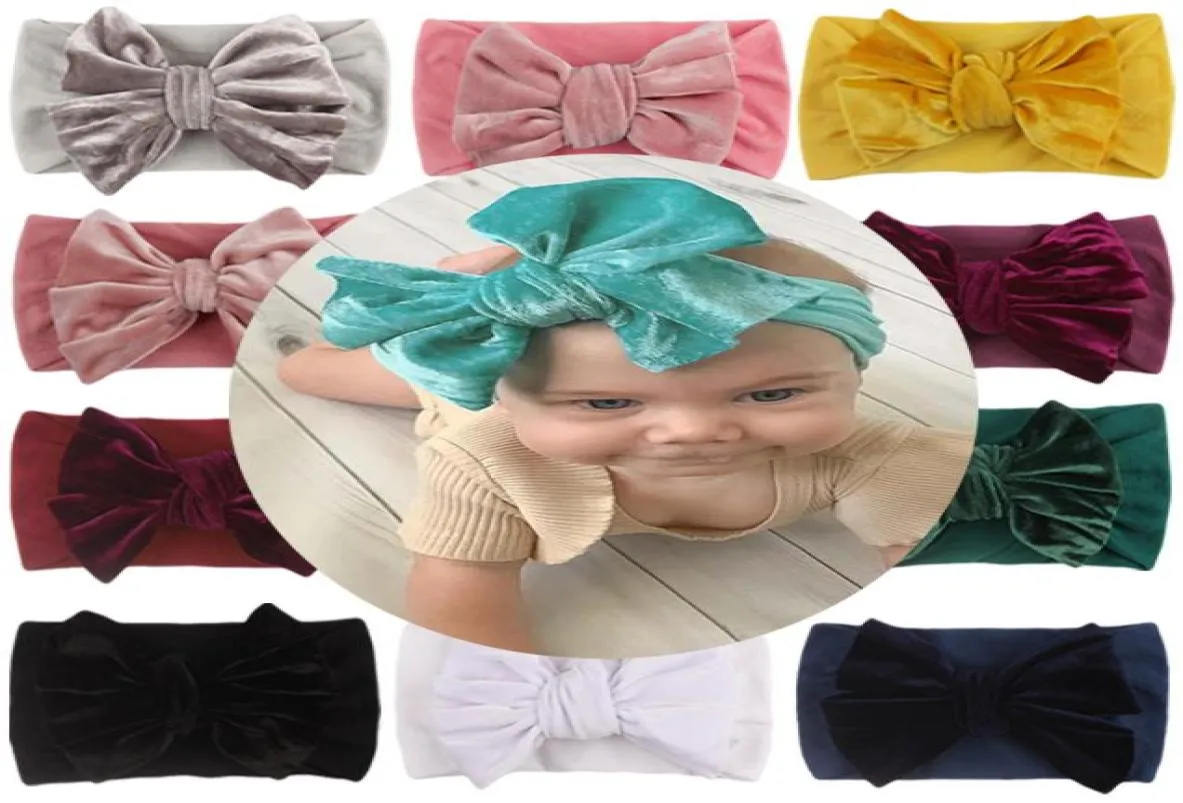 Newest Baby Headband Flannelette Hairwrap Big Bow Wide Hair Band Velvet Kid Hair Accessory Turban Knot Wide Head Wrap4903566