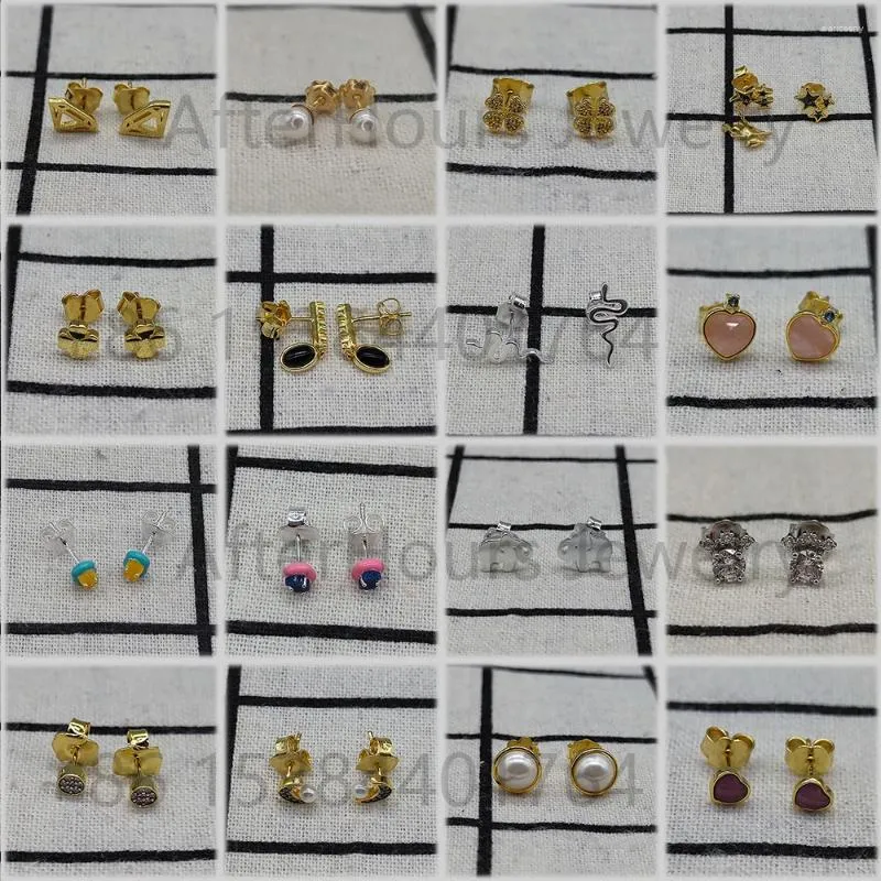 Stud Küpe 925 STERLING Gümüş Onyx Luck Opal ve Topaz Altın Kadınlar Işık Lüks Ayı Güzel Takı Ücretsiz Teslimat