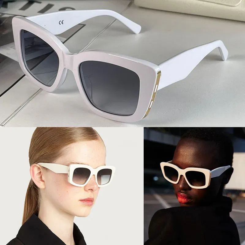Graderade linser Solglasögon för kvinnor Män 1024 Luxur Designer Small Texture Frame Cat Eye Glasses Fashion Bulky Temples Feature the Classic Gold Metal Logo Eyewear