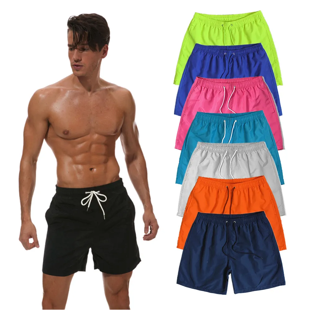 USA Men Polyester Quick Dry Mesh Foded Beach Shorts Mens Quarter Pants Drawstring Sports Surfing Swim Short Designer Solid Color Breattable