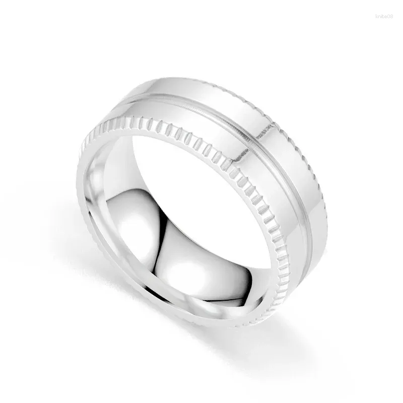 Bagues de cluster Classic Femmes Argent Couleur Bague en acier inoxydable Simple Titanium Dessin Engagement Saint Valentin Cadeau