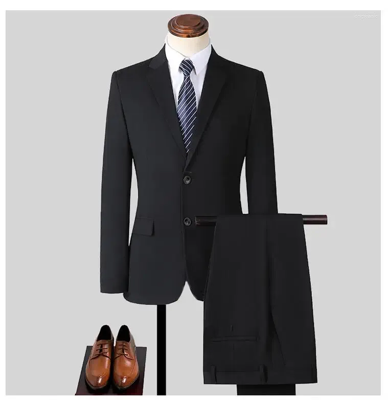 Mäns kostymer 2024 S-10XL Business Formal Suit Solid Color (jackvästbyxor) Brudgumman Enkel elegant jobbintervju