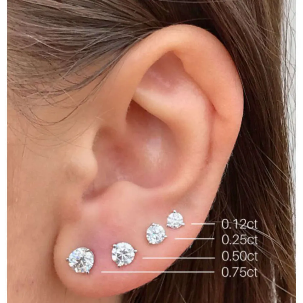 Tianyu American Korea Designs Jewelry HPHT Mens Lab Grown Round Diamond 14Kソリッドホワイトゴールドスタッドイヤリング