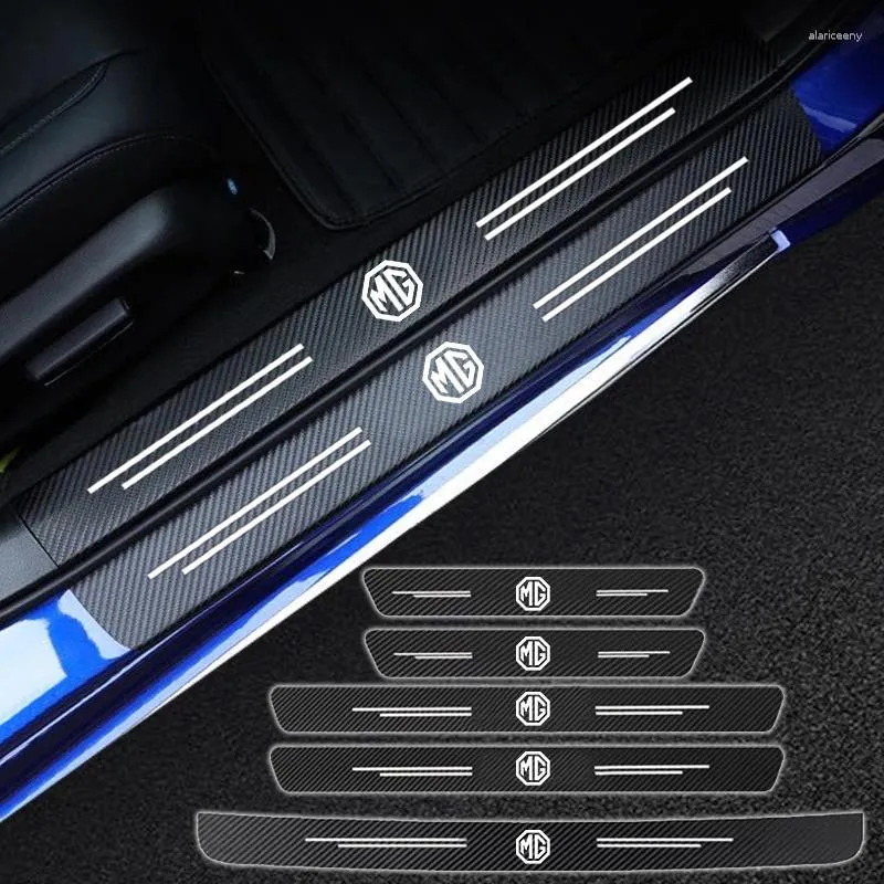 Interior Accessories Car Door Sill Protector Carbon Fiber Pattern Threshold Stickers For MG MGGT MGRX5 MGRX8 MGHS MGZS MGZX MG3 MG5 MG6