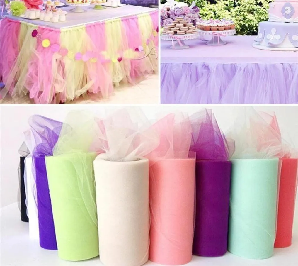 Party Decoration 15cm 25yards Talle Roll Organza Fabric Födelsedagsbröllop Baby Shower Sying Mesh Diy Tutu Girl Kirt Accessories7069229