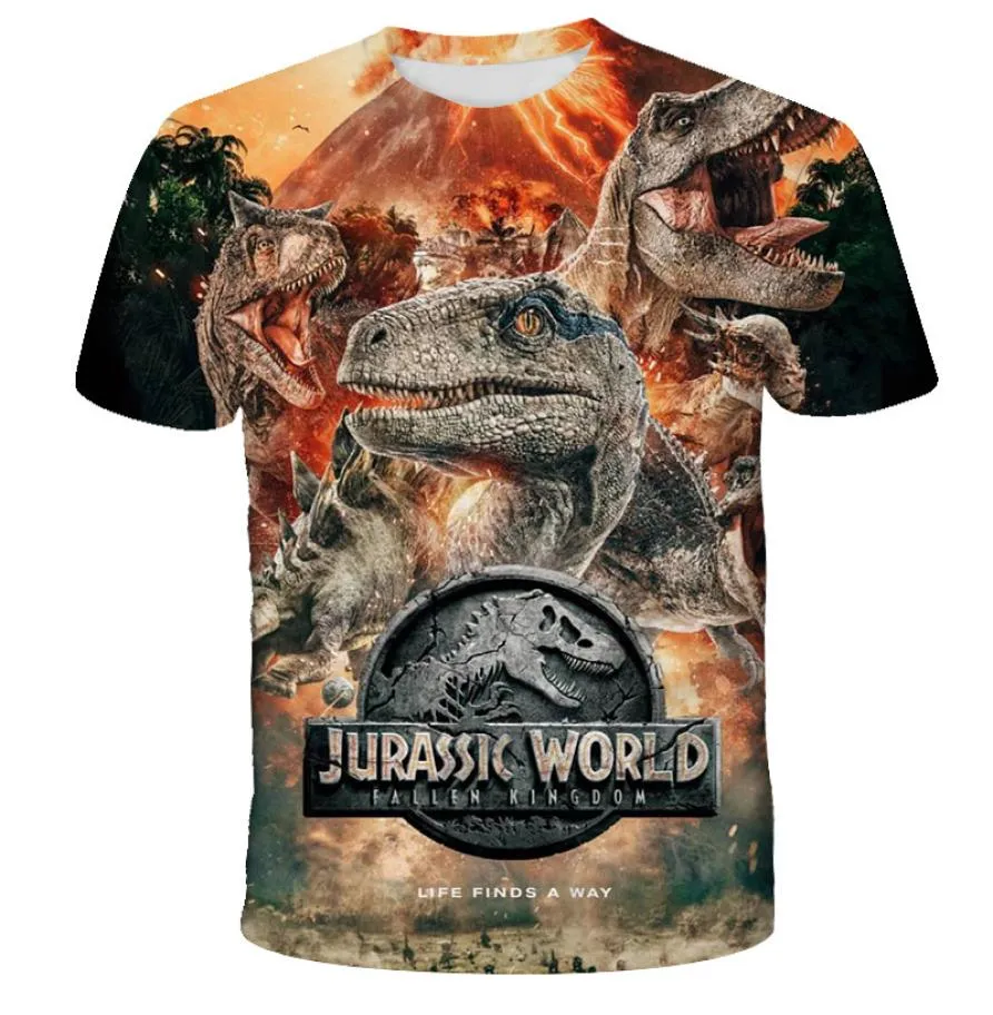 2020 Jurassic World Fallen Kingdom Cool tête de dinosaure impression 3D T-shirt garçons et filles Hiphop Tee-shirt garçon couleur vêtements Drop K713997506