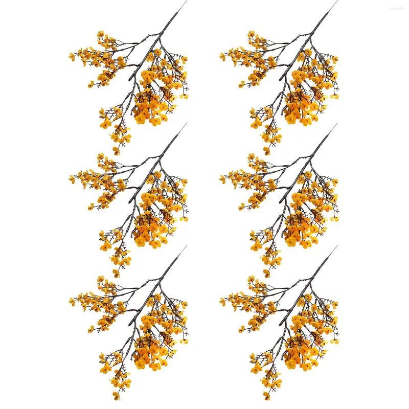 Fleurs décoratives en tissu, 6 pièces, étoile complète, petite branche unique, décoration de mariage pour la maison