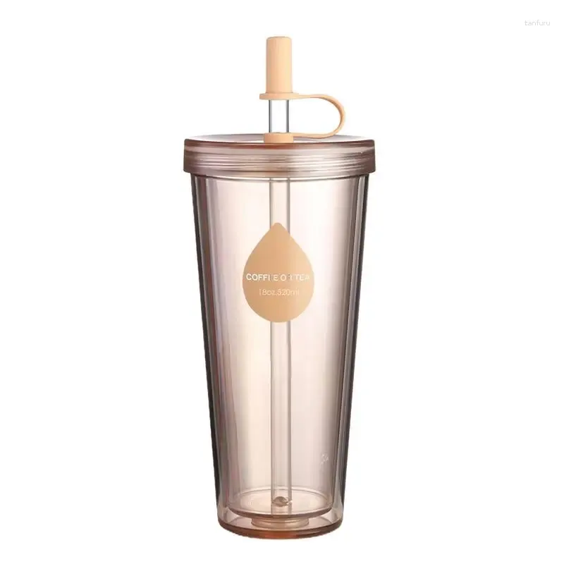 Tumblers Rensa återanvändbar Iced Coffee Cup dubbel väggresor med sugrör och lock vattenkoppar för hem fester födelsedagar picknick campingar