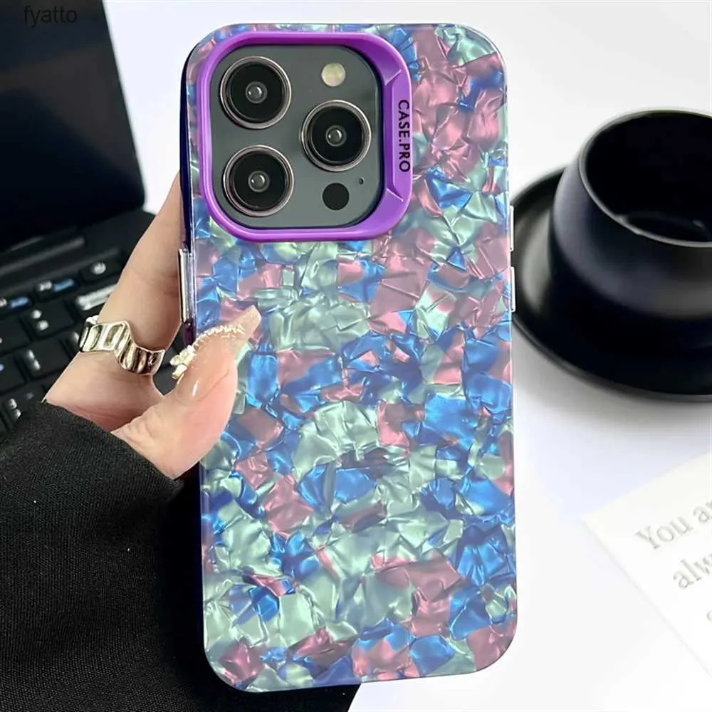 Cell Phone Pouches Glitter Gradient Dream Shell Marble Pattern Phone Case Max Max Glossy Shockproof Soft Back CoverH240307