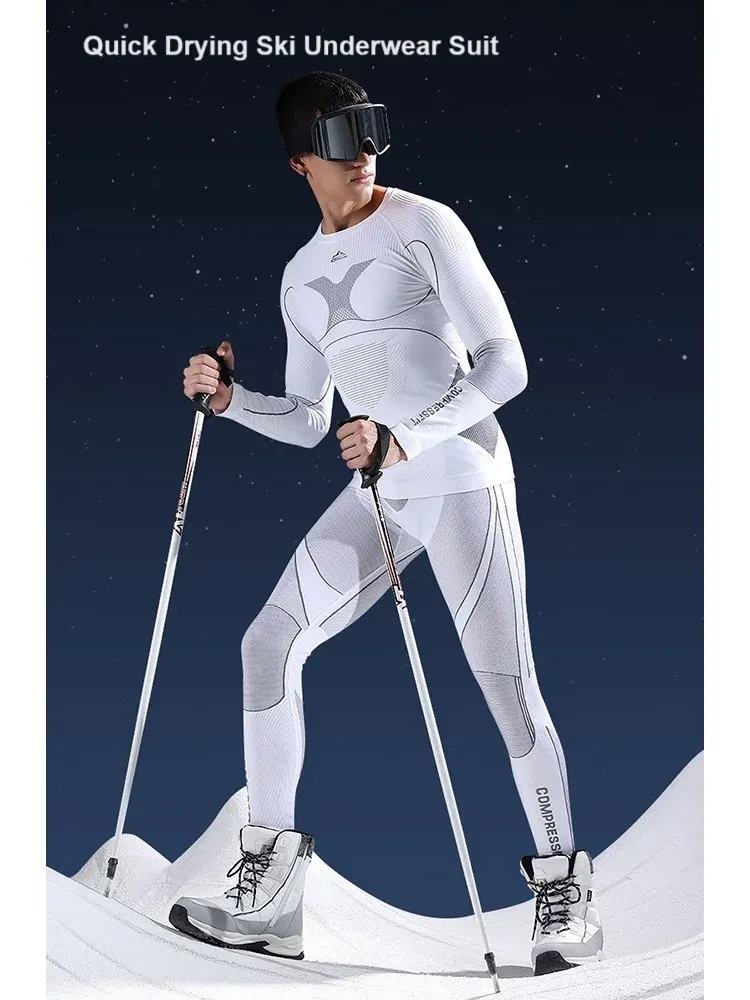 スーツプロのクイック乾燥スキー下着温かい通気性圧縮男性向けの屋外スポーツスキースーツ秋の冬のスキー