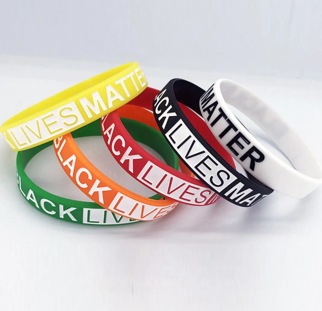 6 color Black Lives Matter Wristbands Silicone Wrist Band Bracelet Letters Print Rubber Bangles bracelet party favor Whole UJJ1738388