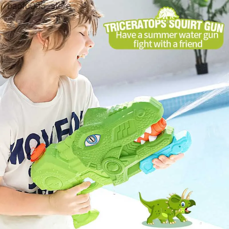 Sand Play Water Fun Gun Toys Childrens Outdoor Dinosaur Large-capacity Pull-out Porous Water Gun Summer Swimming Pool Beach Play Toy Game XPY 230711 Q240307