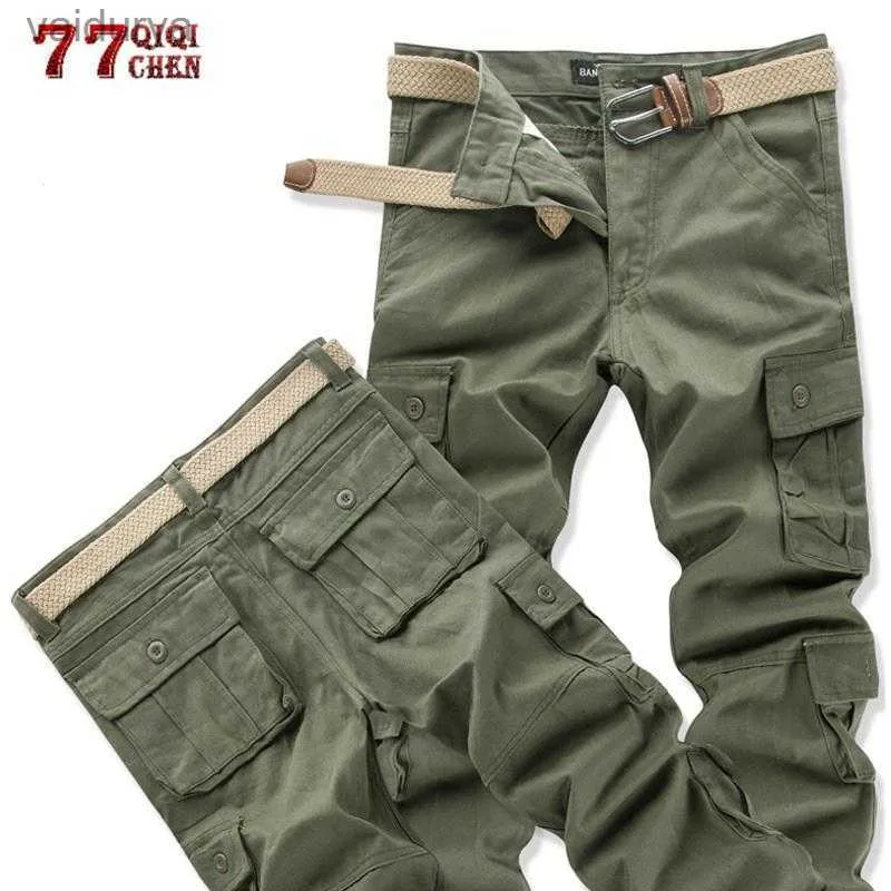 Herren Camouflage Cargo Baumwolle Multi Taschen Militärische Taktische Streetwear Overalls Arbeitskampfhose 240308