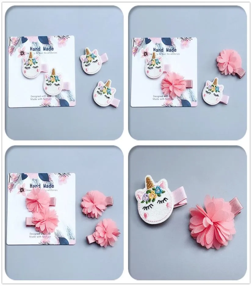 Intera boutique 15 set moda carino glitter unicorno forcine floreali feltro solido animale cavallo stella barrette principessa copricapo fo2018384