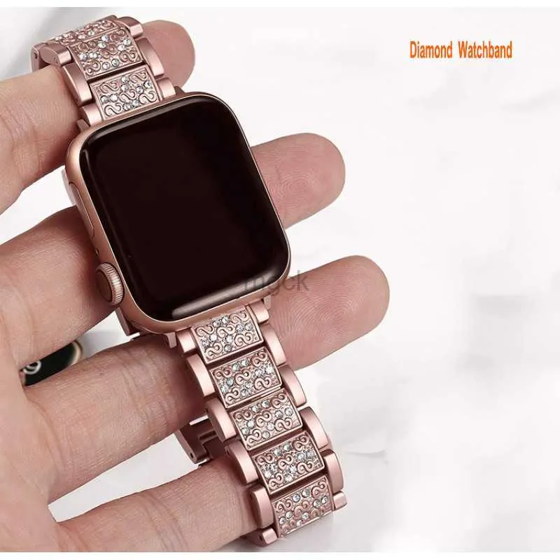 Diamond Edelstahl -Uhrband -Bänder kompatible Uhrenbänder 44 mm/45 mm Metall Rugged Protector Copper Stoßfänger für die IWatch -Serie 8/7/5/5/4/SE Männer 240308