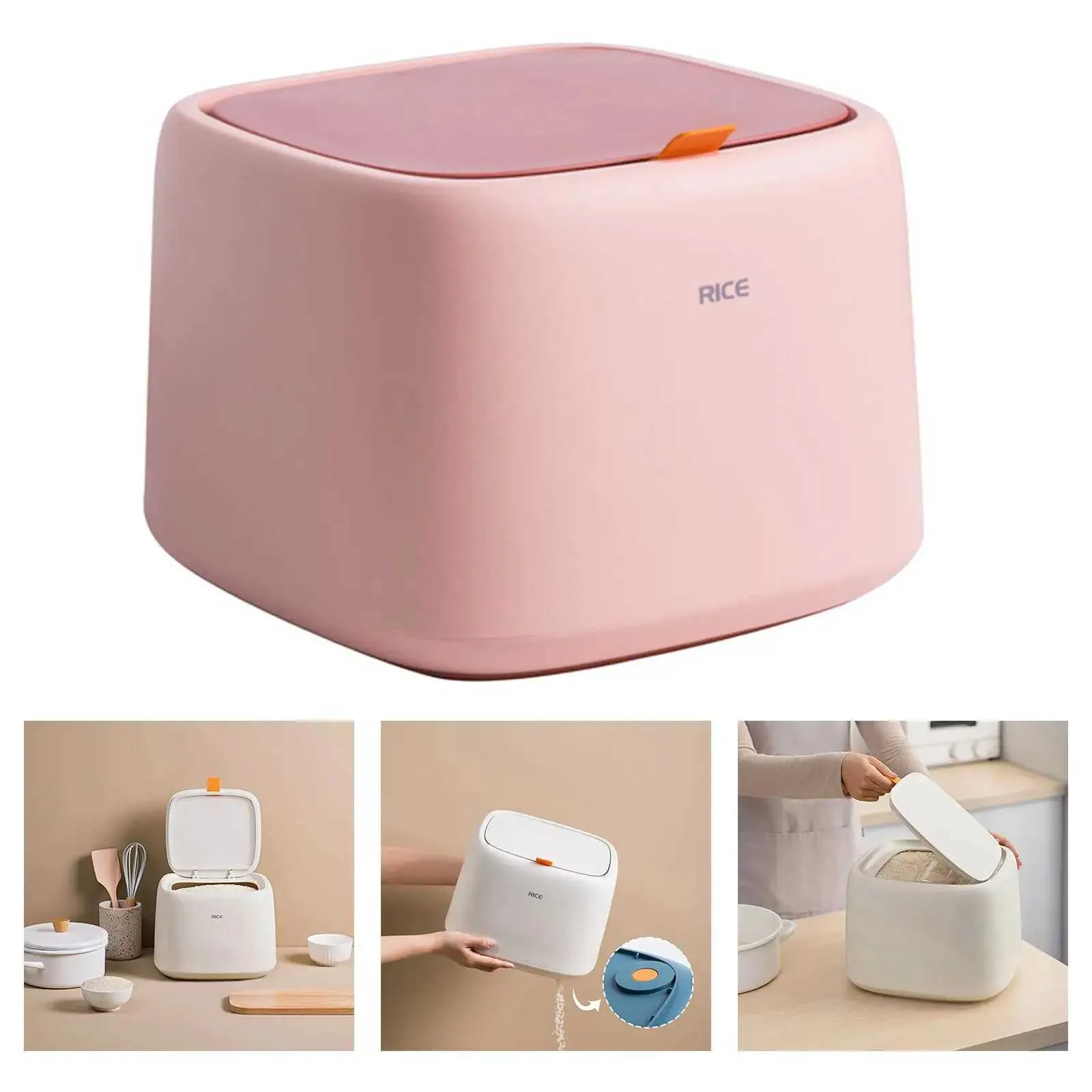 Food Storage Rice Container Tank with Lid Kitchen Bean Cereal Cat Food Storage Bin Barrel Anti-Oxidation 