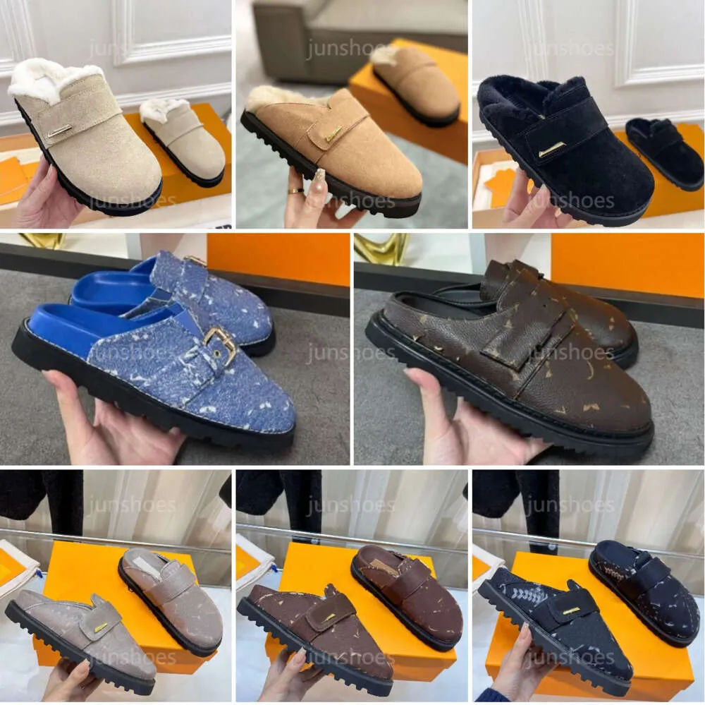 Luxury mysig komforttäppa Slipper designers Panama Easy Mule Sandal Men Women Plat Sandals Leather Mules Justerbar band Slides Baotou Slippers 1136ESS