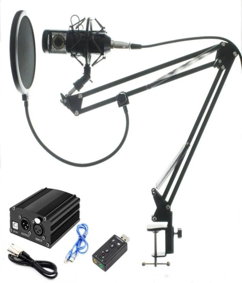 Profession Bm 800 Microphone à condensateur pour ordinateur karaoké micro Bm800 alimentation fantôme Pop filtre multifonction carte son 1500097