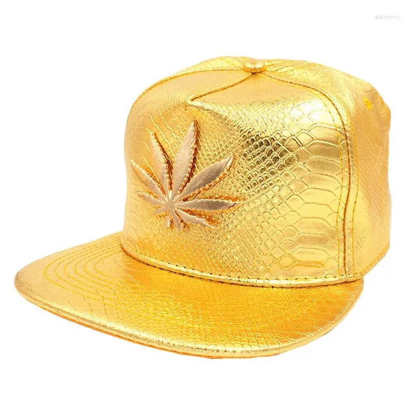 Boll Caps Doit Metal Golden Brand lämnar Herr Baseball Cap Hip Hop Leather Snapback Hatts för män Kvinnor Gorras hombre