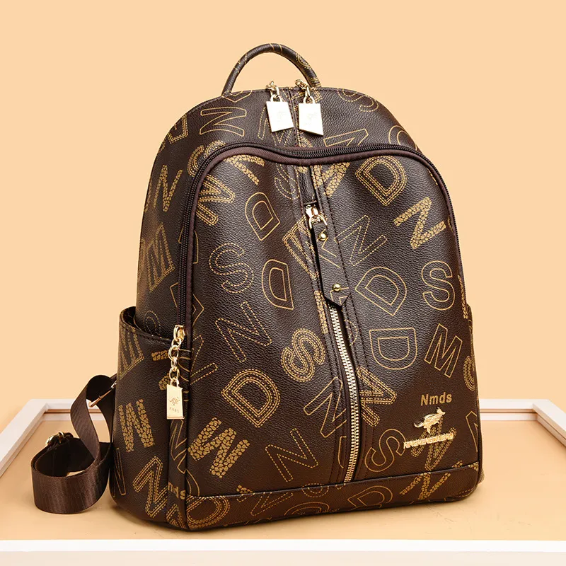 Sac à bandoulière pour femme 4 couleurs sac à dos de loisirs en cuir imprimé doux et léger lettres atmosphériques simples sac à main pour femme cette année sac de messager à fermeture éclair populaire 5325 #