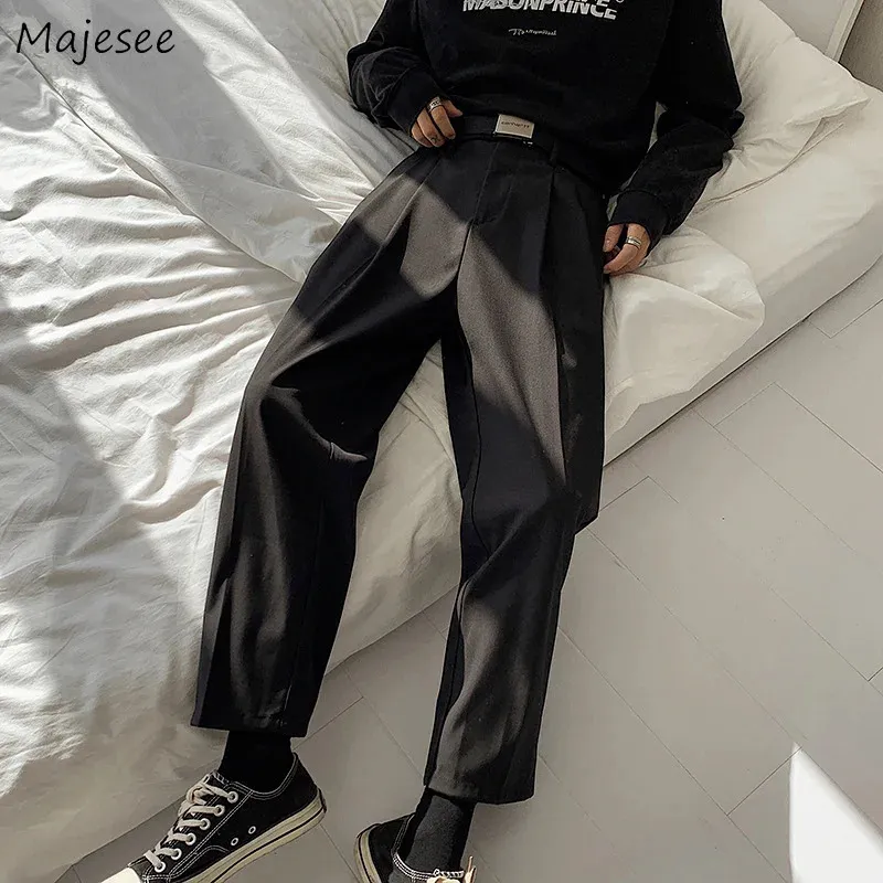 Czarne kostki ścisłe Pants Męskie odzież Solidna moda HARAJUKU HARAJUKU STREETWEAR LUSE Chico Prosty Midwaist Daily 240226